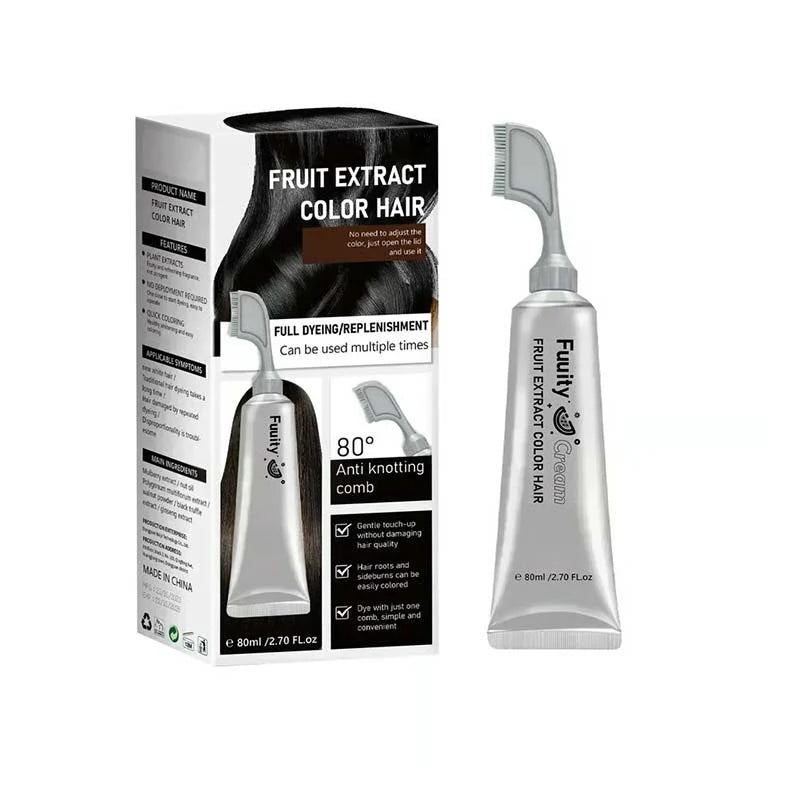 ⏳🔥Last Day-Buy 1 Get 1 Free🔥⏰Botanical Fruit Essence Hair Color Cream – Full Gray Coverage, Nourishing Care & Fuller-Looking Hair
