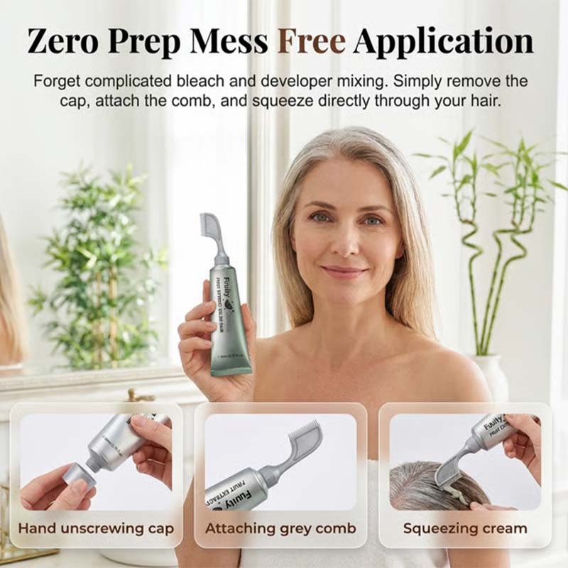 ⏳🔥Last Day-Buy 1 Get 1 Free🔥⏰Botanical Fruit Essence Hair Color Cream – Full Gray Coverage, Nourishing Care & Fuller-Looking Hair
